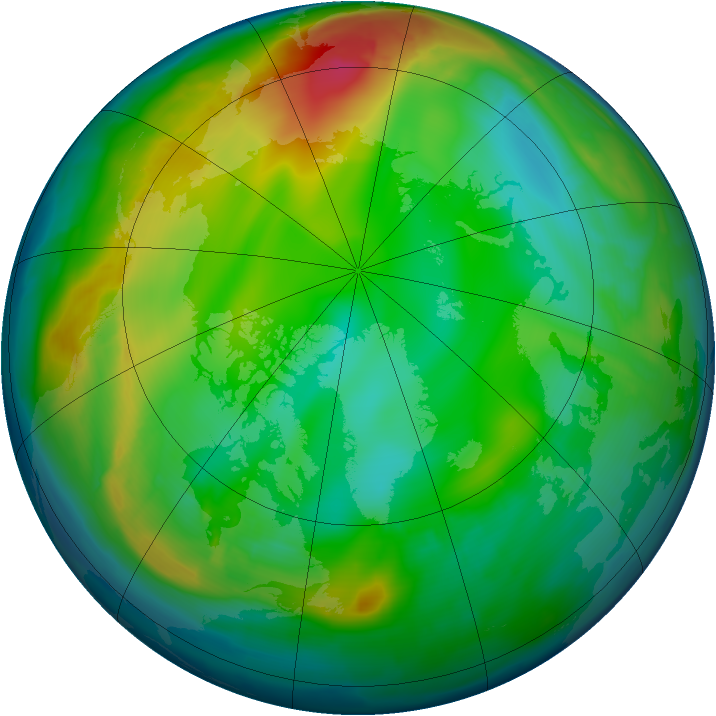 Arctic ozone map for 21 December 2008